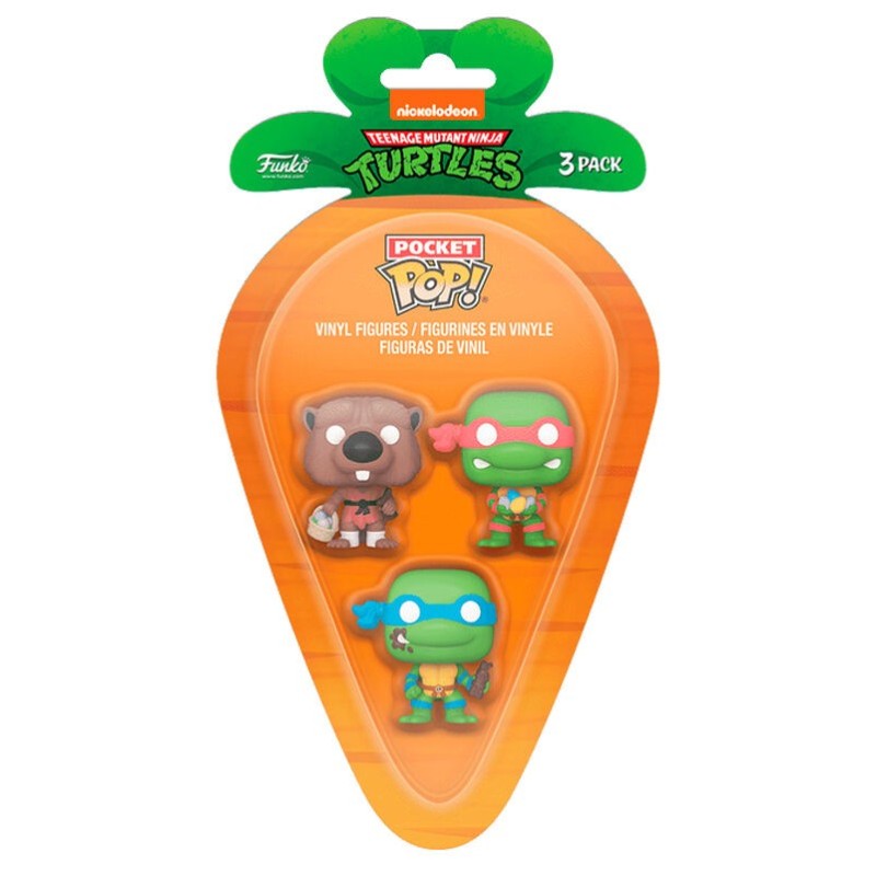 Blister 3 figuras Carrot Pocket POP Tortugas Ninja Splinter Leonardo Raphael Pascua