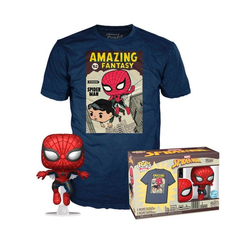 Set figura POP & Tee Marvel Spiderman Comic Cover