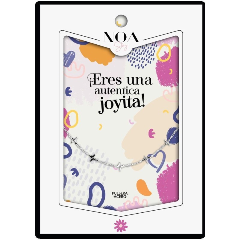 Pulsera cardios acero plateado - Eres una Autentica Joyita