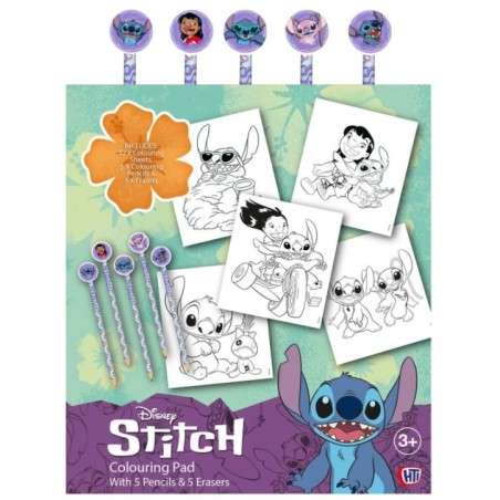 Libro Colorear + Lapices Stitch Disney