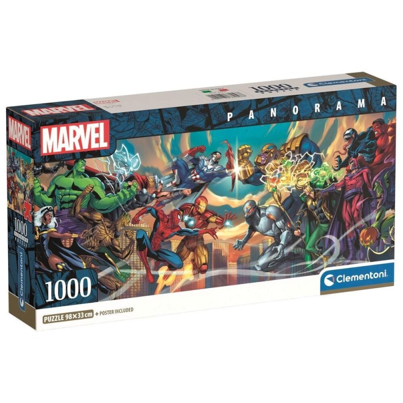 Puzzle Panorama Heroes vs Villanos Marvel 1000pzs