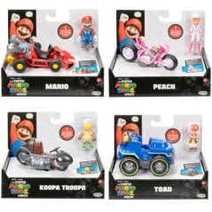 Vehiculo + figura Super Mario Bros La Pelicula Mario Kart 6cm surtido