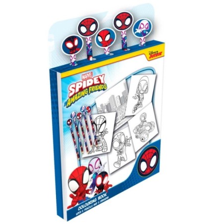 Libro Colorear + Lapices Spidey Marvel