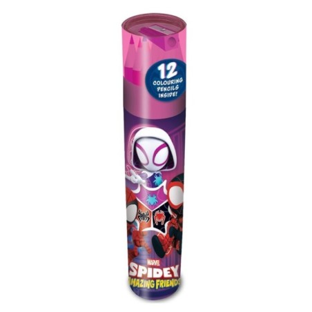 Tubo 12 Lapices de Colores Spidey and the Amazing Friends Marvel