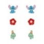 Set 3 Pares de pendientes Stitch Disney plata