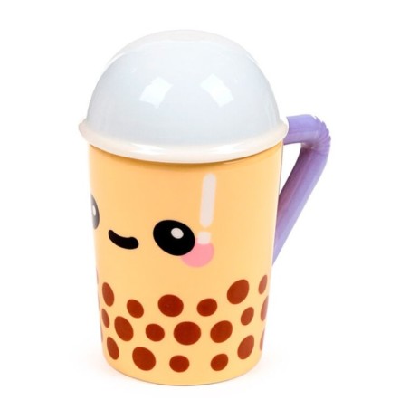 Taza con tapa te con Burbujas Foodiemals Boba 300ml