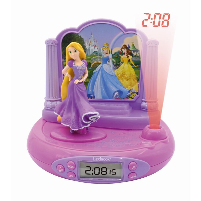 Reloj Despertador Proyector 3D Rapunzel Princesas Disney