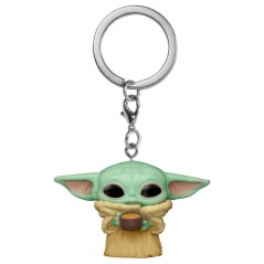 Llavero Pocket POP Star Wars The Mandalorian Yoda The Child with Cup