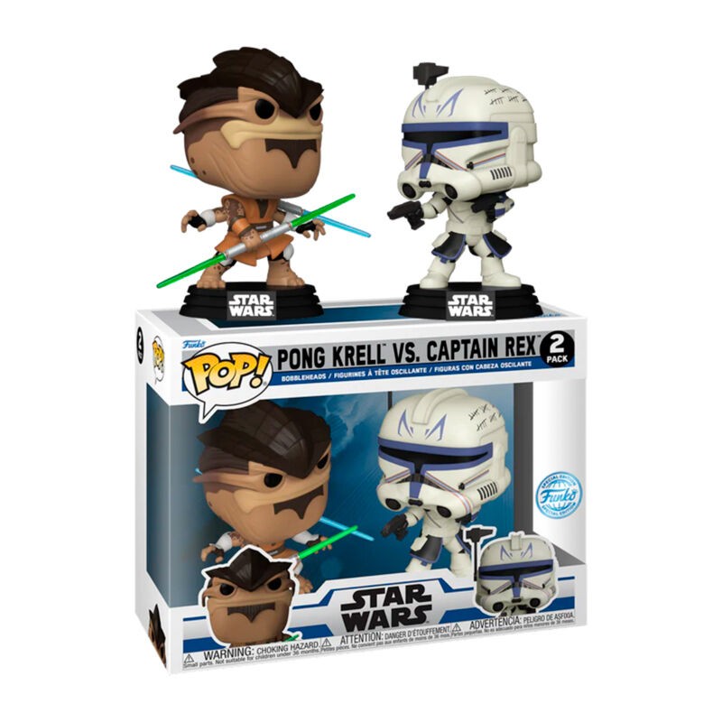 Blister 2 figuras POP Star Wars The Clone Wars Duels Pong Krell & Captain Rex Exclusive