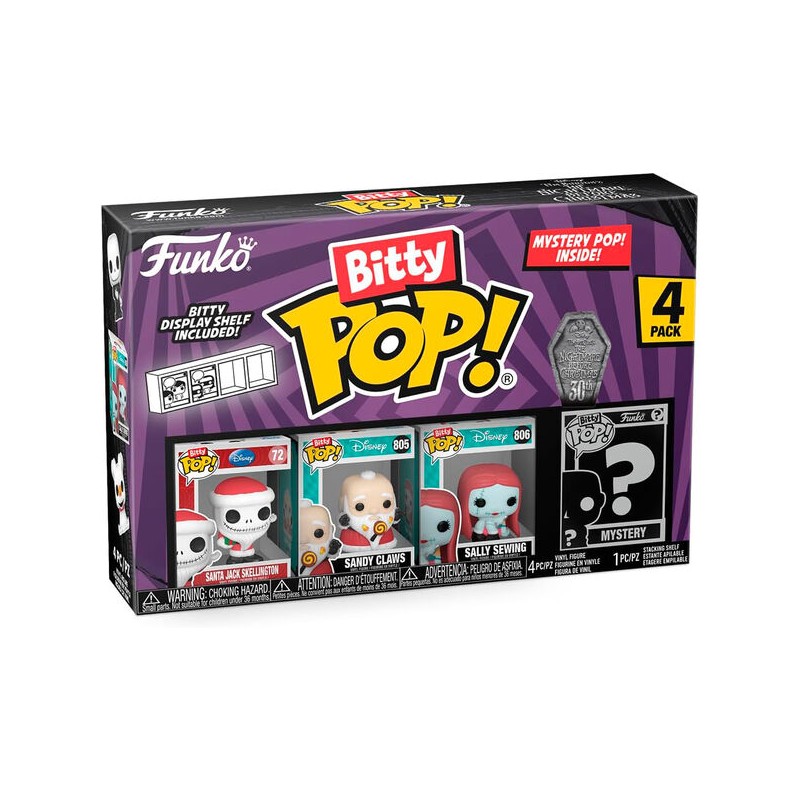 Blister 4 figuras Bitty POP Disney Pesadilla Antes de Navidad Santa Jack