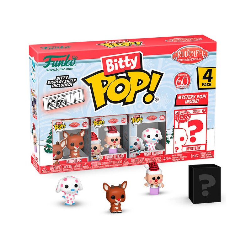 Blister 4 figuras Bitty POP Rudolph Red Nosed Reindeer Rudolph