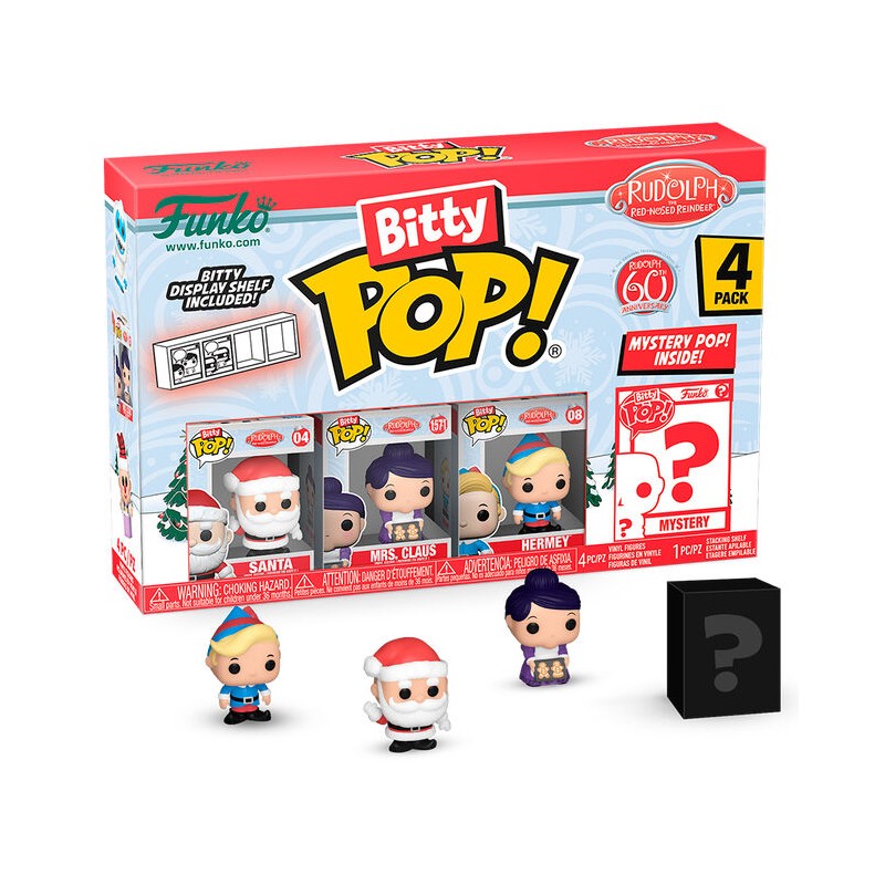 Blister 4 figuras Bitty POP Rudolph Red Nosed Reindeer Rudolph Santa