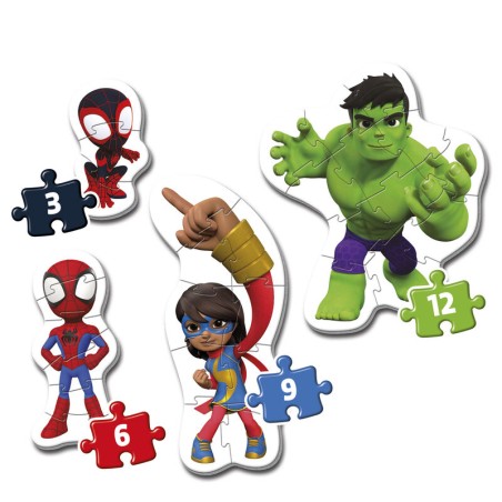 Puzzle Spidey and His Amazing Friends Marvel 3-6-9-12pzs