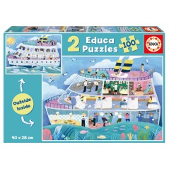 Puzzle Outside Inside Barco 2x100pzs