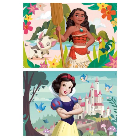 Puzzle Vaiana + Blancanieves Princesas Disney madera 2x50pzs