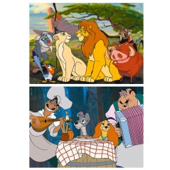 Puzzle El Rey Leon + La Dama y el Vagabundo Animals Disney 2x48pzs