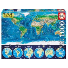 Puzzle neon Mapamundi 1000pzs