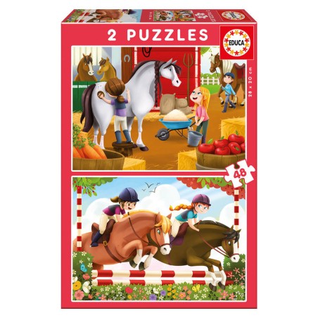 Puzzle Cuidando Caballos 2x48pzs