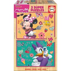 Puzzle Minnie and The Happy Helpers Disney madera 2x16pzs