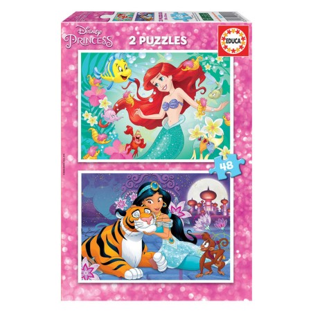 Puzzle Ariel + Jasmine Princesas Disney 2x48pzs