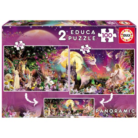 Puzzle Panorama Triptico de Hadas 2X100pzs