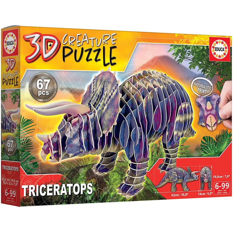 Puzzle 3D Creature Triceratops 67pzs