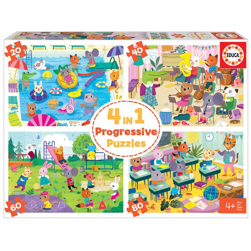 Puzzle Progresivo Un Dia en la Escuela 20-40-60-80pzs