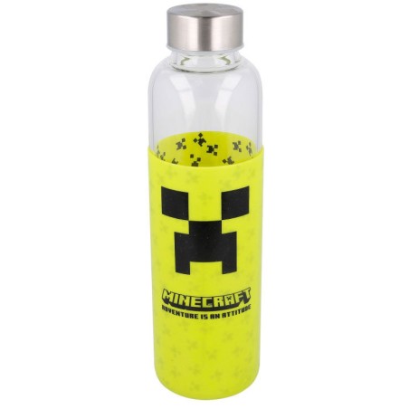 Botella cristal Minecraft funda silicona 585ml