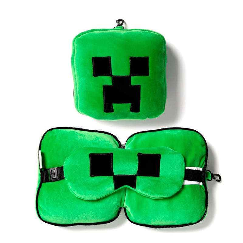 Almohada viaje antifaz Creeper Minecraft Relaxeazzz