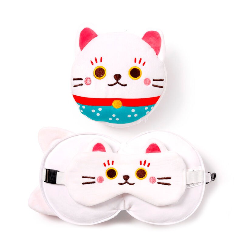 Almohada viaje antifaz Gato Maneki Neko Relaxeazzz