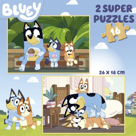 Puzzle Bluey madera 2x16pzs