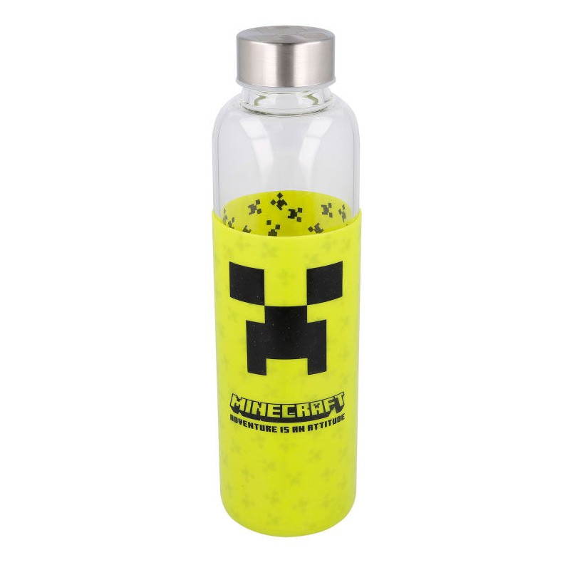 Botella cristal Minecraft funda silicona 585ml