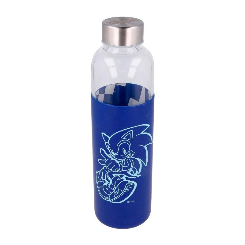 Botella cristal Sonic The Hedgehog funda silicona 585ml