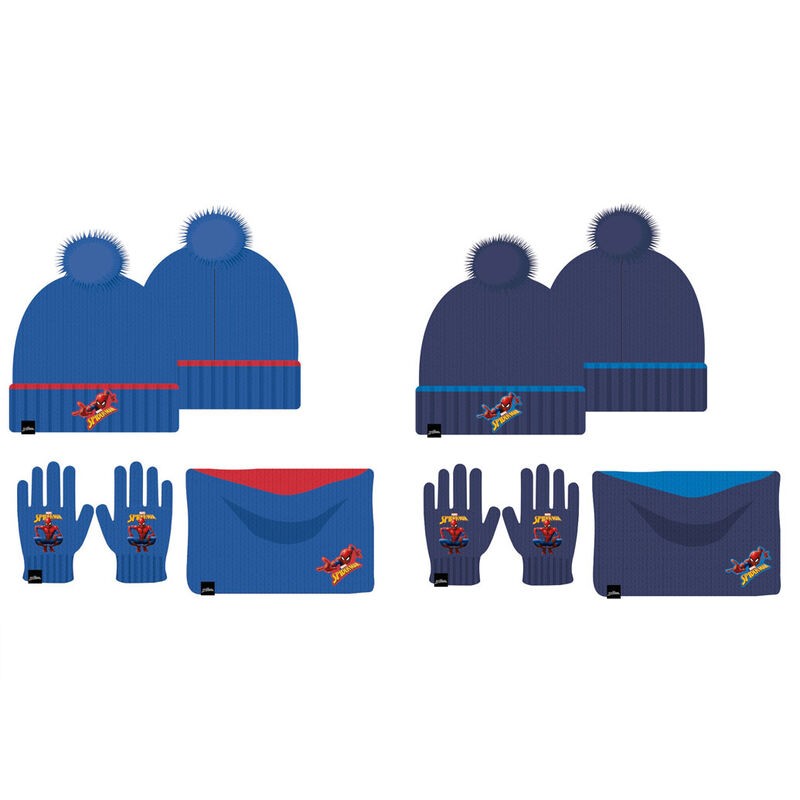 Conjunto gorro guantes braga cuello Spiderman Marvel infantil