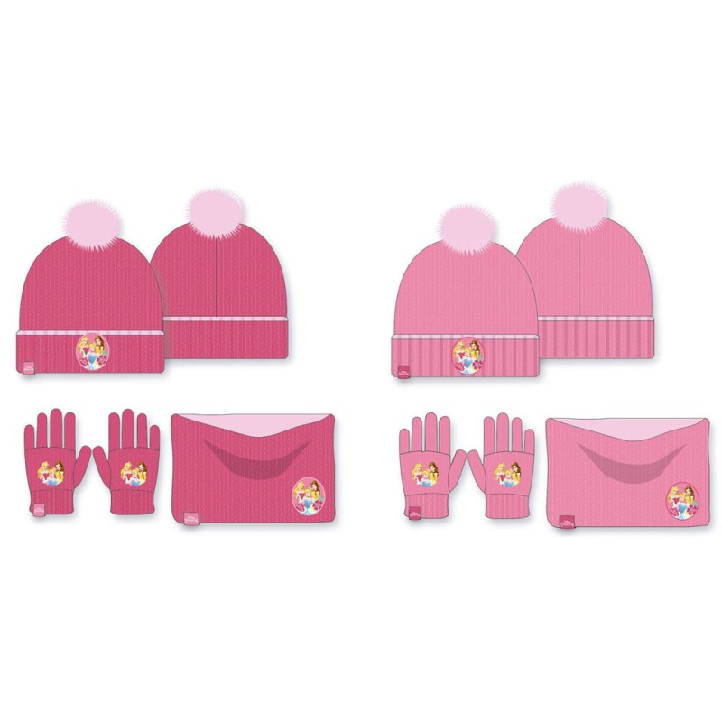 Conjunto gorro guantes braga cuello Princesas Disney infantil