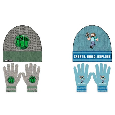 Set gorro y guantes Minecraft surtido