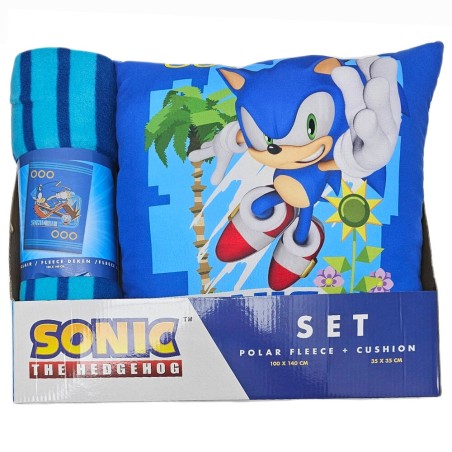 Set manta polar + cojin Sonic the Hedgehog