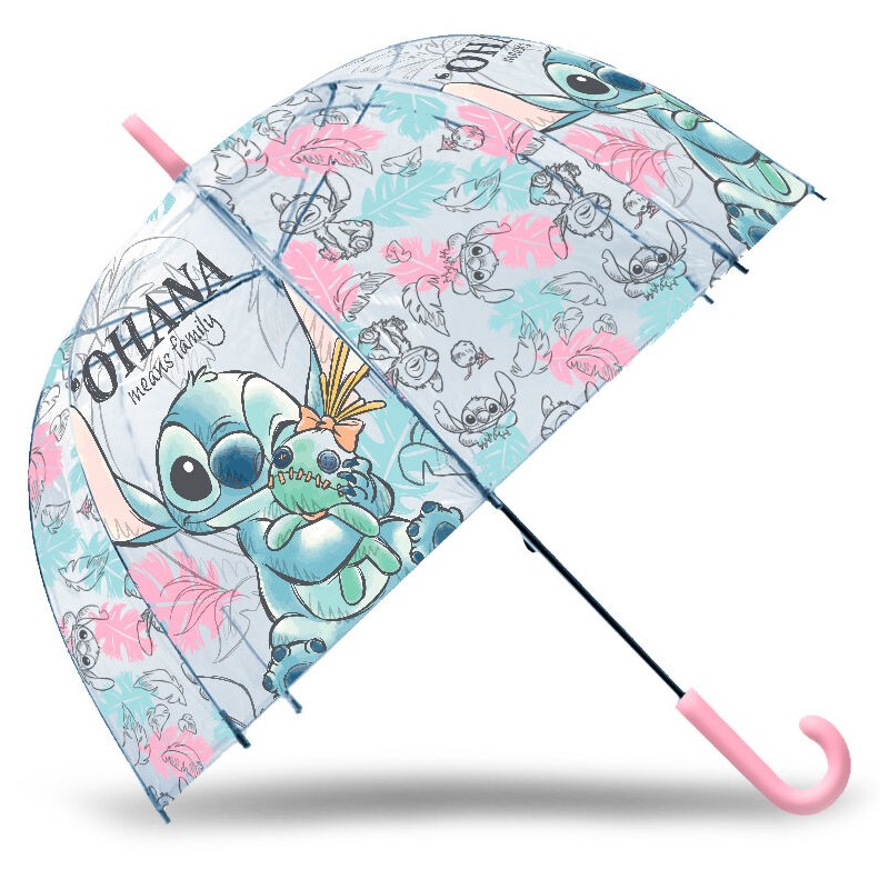 Paraguas manual burbuja transparente Ohana Stitch Disney 46cm