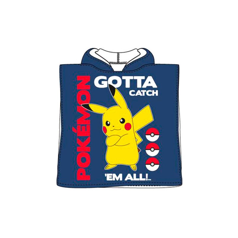 Poncho toalla Pikachu Pokemon microfibra