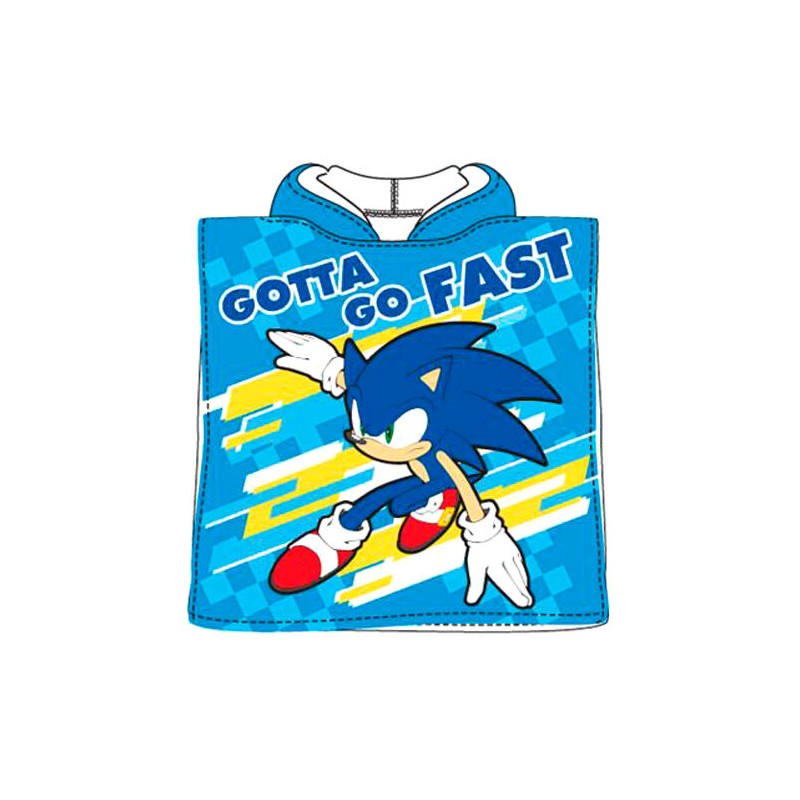 Poncho toalla Sonic the Hedgehog microfibra