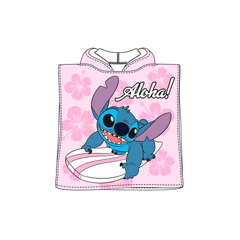 Poncho toalla Stitch Disney microfibra