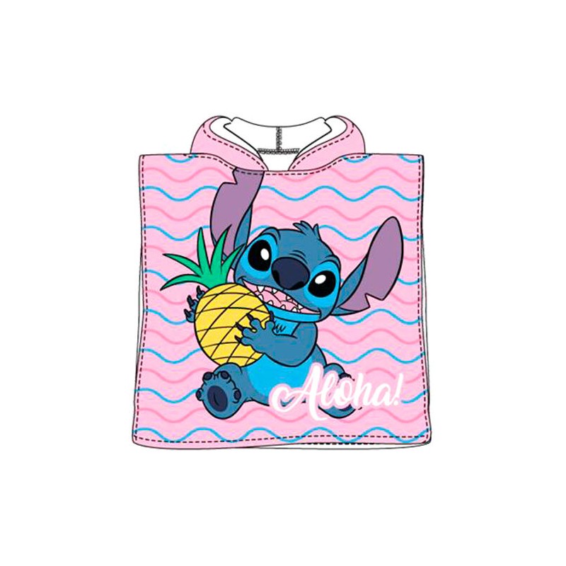 Poncho toalla Stitch Disney microfibra