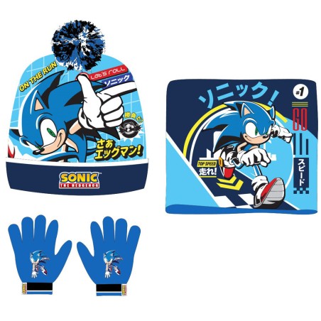 Conjunto gorro guantes braga cuello Sonic the Hedgehog