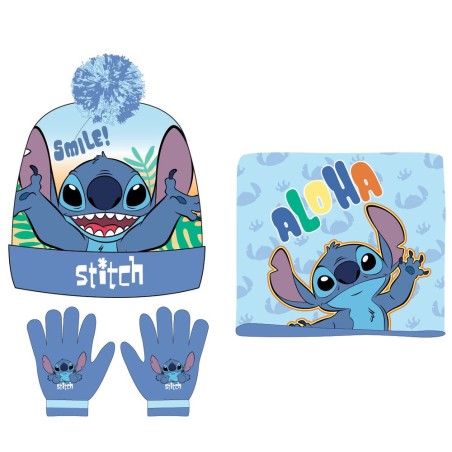 Conjunto gorro guantes braga cuello Stitch Disney