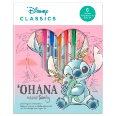 Blister cuaderno + 6 boligrafos gel Stitch Disney