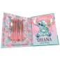 Blister cuaderno + 6 boligrafos gel Stitch Disney