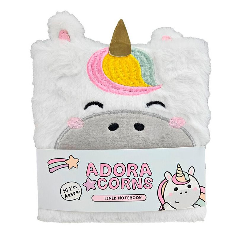 Cuaderno peluche A5 Unicornio Adoracorns