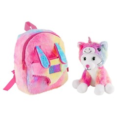 Mochila + peluche gato Emi 27cm