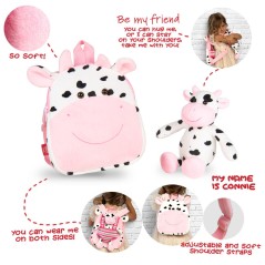 Mochila reversible + peluche Vaca Connie 25cm