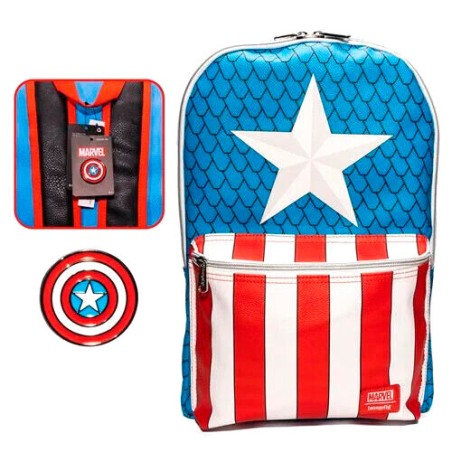 Mochila + pin Capitan America Marvel Loungefly 45cm